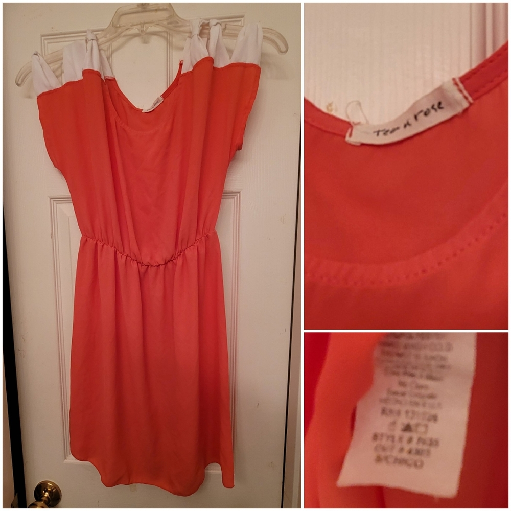Tea n Rose Vibrant Orange and White Mini Dress